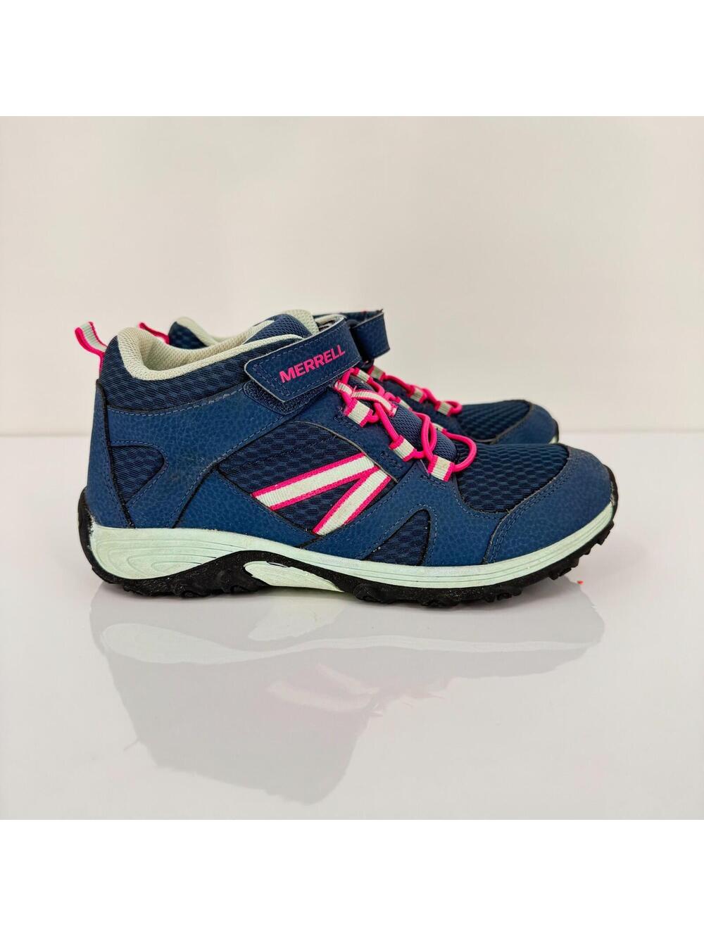 Merrell Outback Mid Hiking Boots Girls 5 Pink Navy Trail Outdoor Shoes